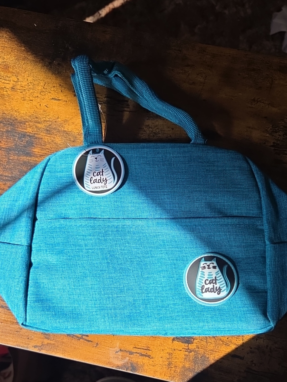 Cat Lady Teal Lunch Tote Bag